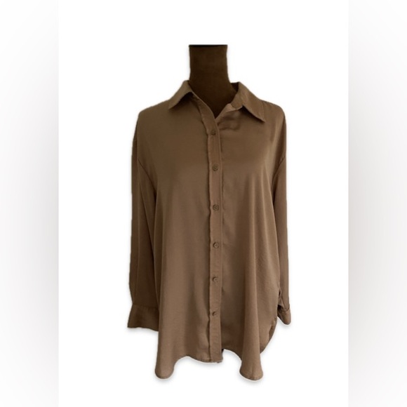 Banana Republic Gold Button Down Blouse Petite Small - Picture 3 of 6